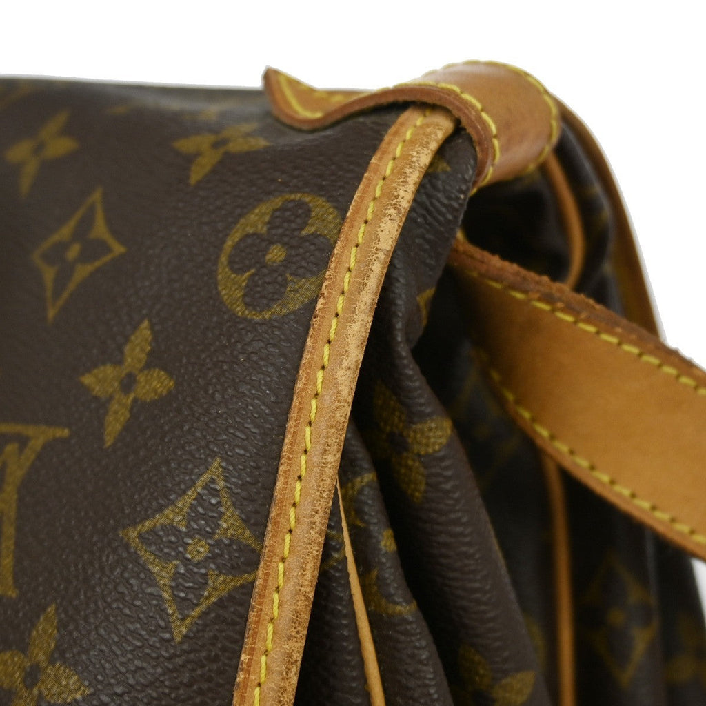 Louis Vuitton Saumur Handbag Monogram Canvas Brown Canvas Shoulder Bag Bag (Pre-Owned)