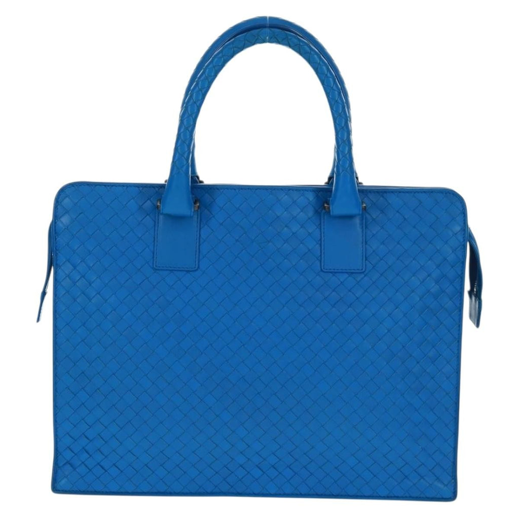 Bottega Veneta Top Zip Briefcase Intrecciato Nappa Blue Leather Briefcase Bag (Pre-Owned)