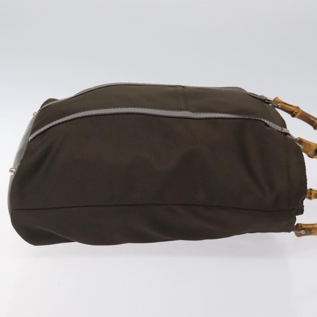 Gucci Convertible Bamboo Zip Tote Nylon Brown Nylon Tote Bag Bag (Pre-Owned)