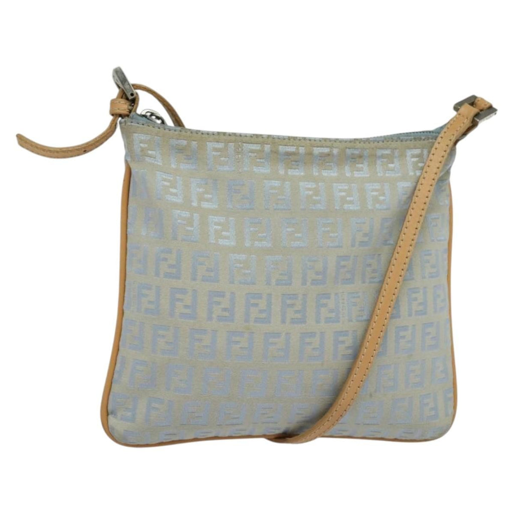 Fendi Vintage Flat Crossbody Bag Zucchino Canvas Blue Canvas Shoulder Bag Bag (Pre-Owned)