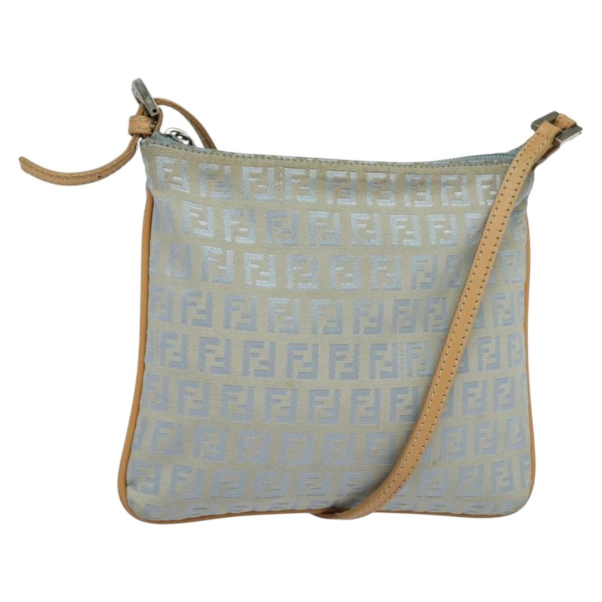 Fendi Vintage Flat Crossbody Bag Zucchino Canvas Blue Canvas Shoulder Bag Bag (Pre-Owned)