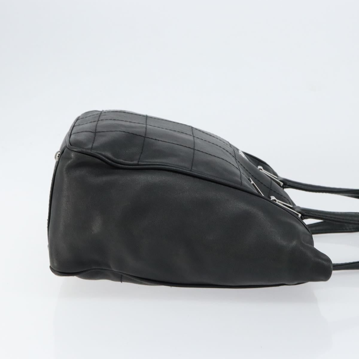 Chanel Square Stitch Tote Quilted Leather Black Leather Tote Bag Bag (Pre-Owned)