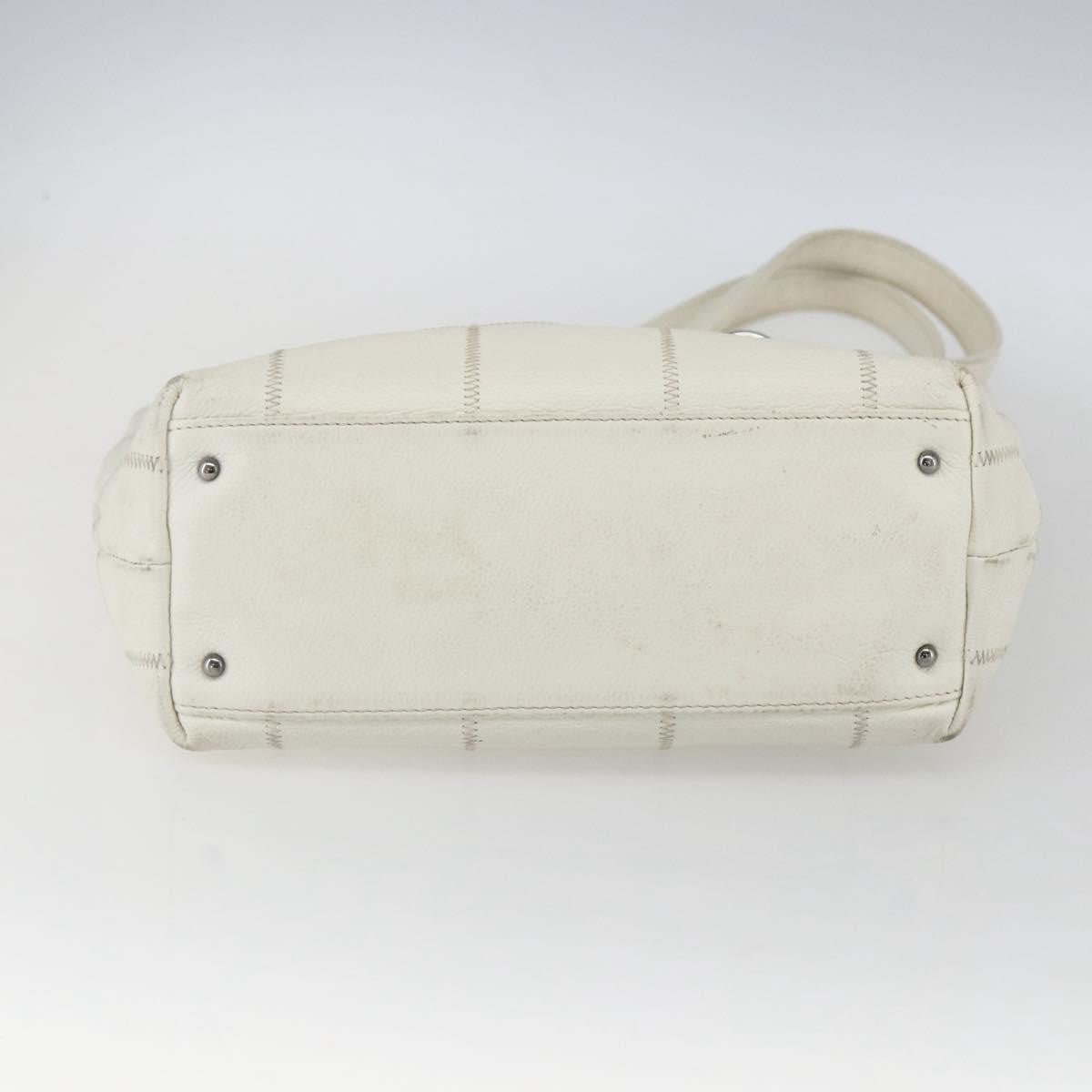 Chanel Square Stitch Tote Quilted Leather White Leather Tote Bag Bag (Pre-Owned)