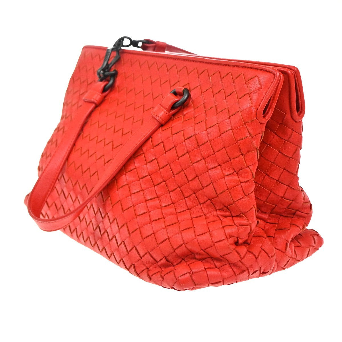 Bottega Veneta 2-Pocket Convertible Tote Intrecciato Nappa Red Leather Tote Bag Bag (Pre-Owned)