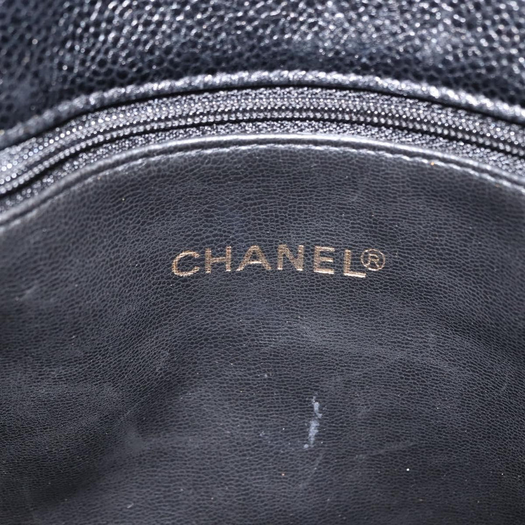Chanel Vintage Cc Chain Tote Caviar Black Leather Tote Bag Bag (Pre-Owned)