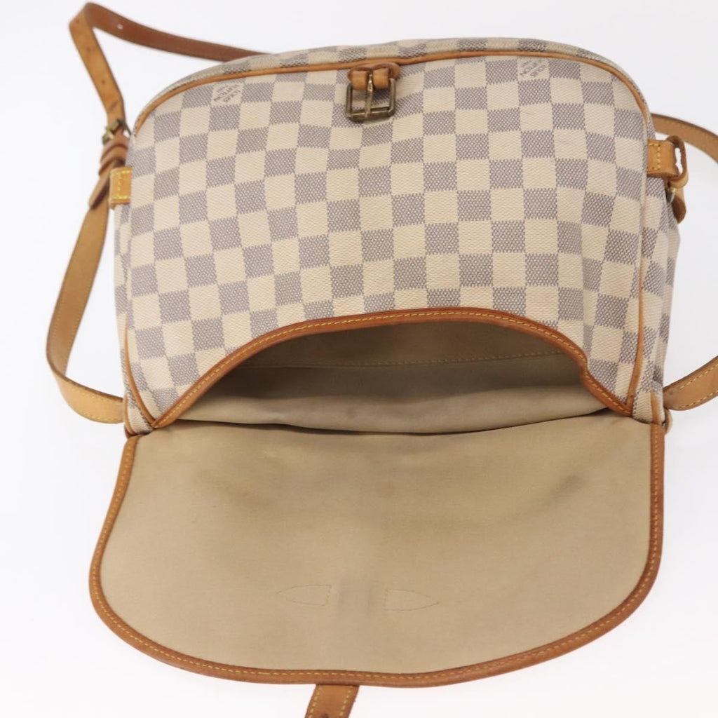 Louis Vuitton Saumur Handbag Damier Beige Canvas Shoulder Bag Bag (Pre-Owned)