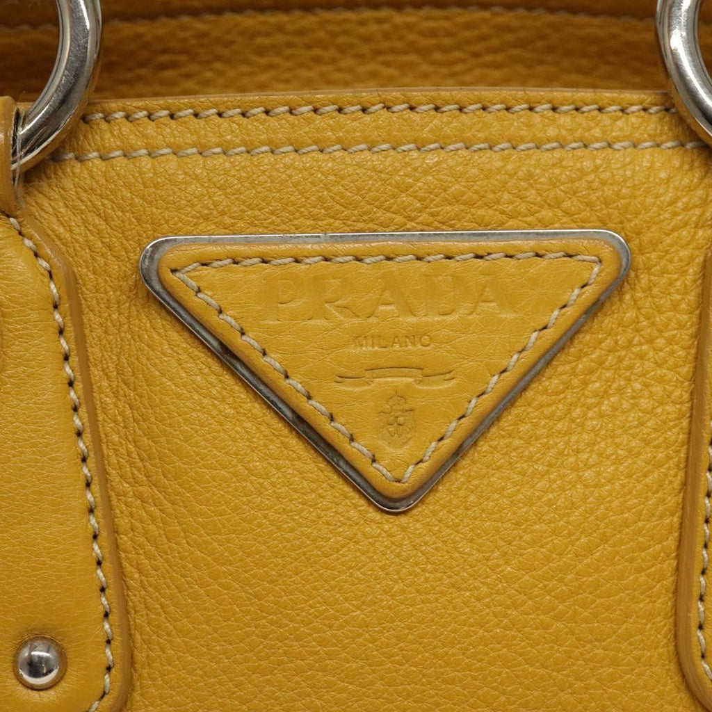 Prada Vintage Handbag Leather Yellow Leather Handbag (Pre-Owned)