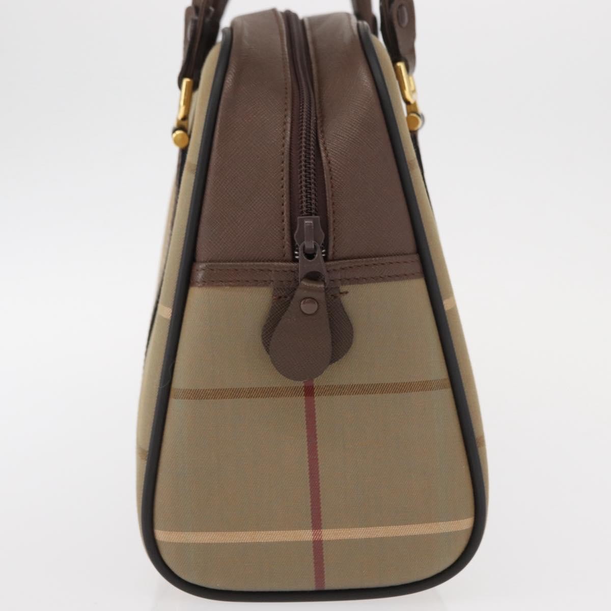 Burberry Nova Check Boston Bag Canvas Beige Canvas Handbag (Pre-Owned)