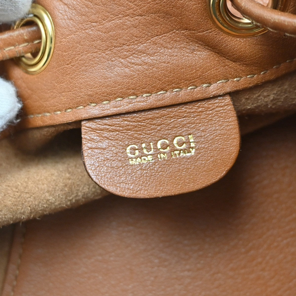 Gucci Vintage Bamboo Sling Backpack Leather Brown Leather Backpack Bag (Pre-Owned)