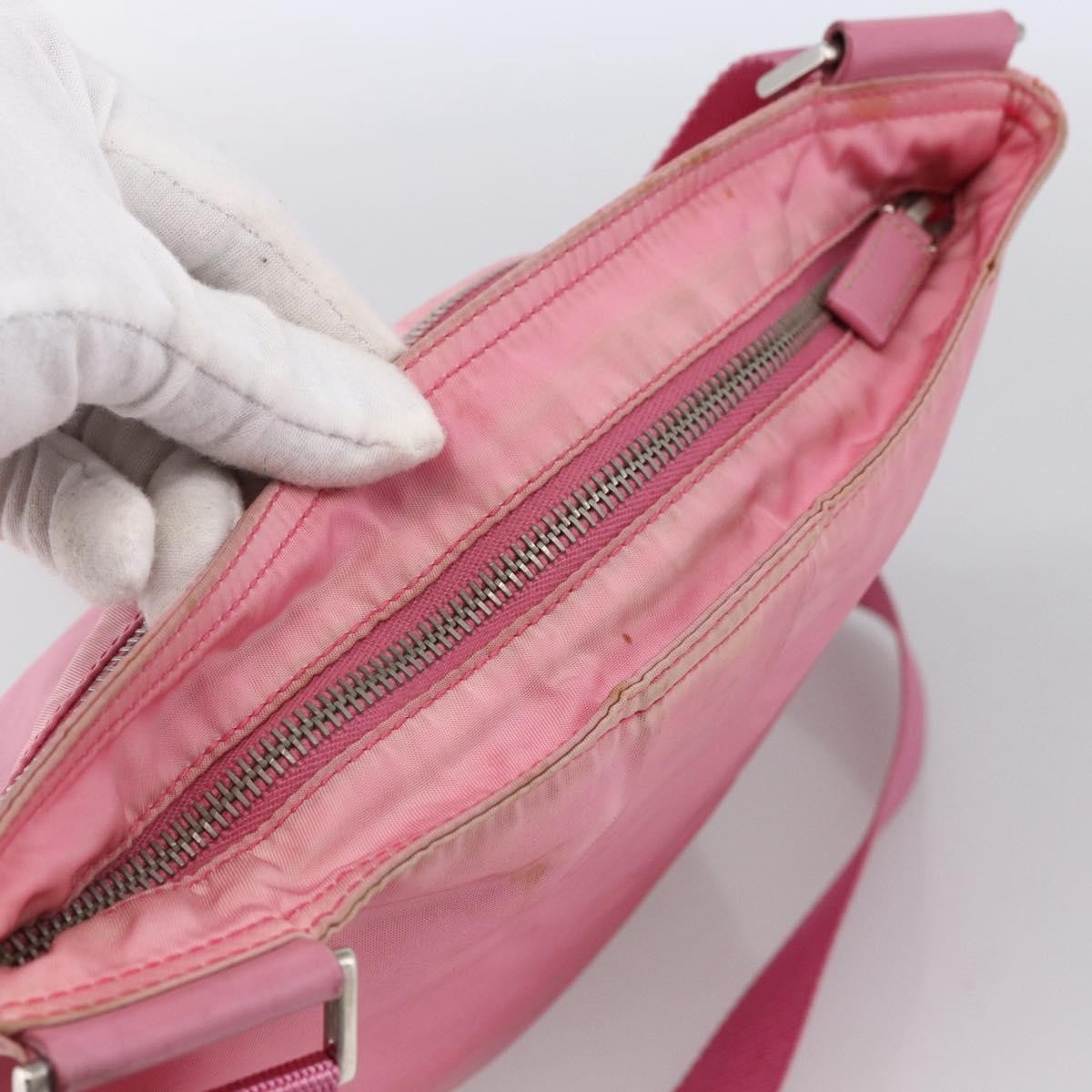 Prada Front Pocket Messenger Bag Tessuto Pink Nylon Shoulder Bag Bag (Pre-Owned)