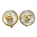 Chanel Vintage Cc Round Button Clip-On Earrings Metal Gold Gold_Plated Earrings Jewelry (Pre-Owned)