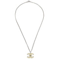 Chanel Cc Logo Pendant Necklace Metal Silver Silver_Plated Necklace Jewelry (Pre-Owned)