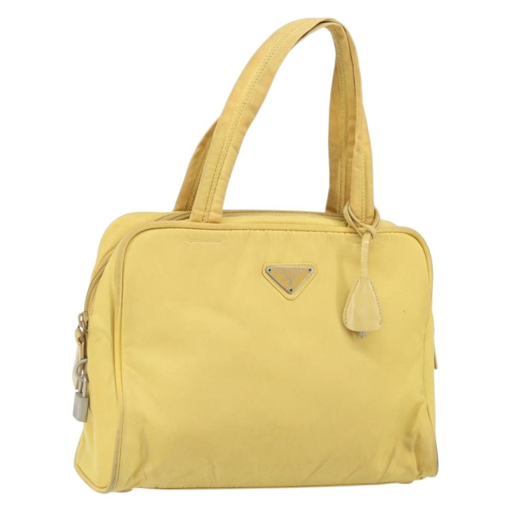Prada Zip Around Tote Tessuto Yellow Nylon Handbag (Pre-Owned)