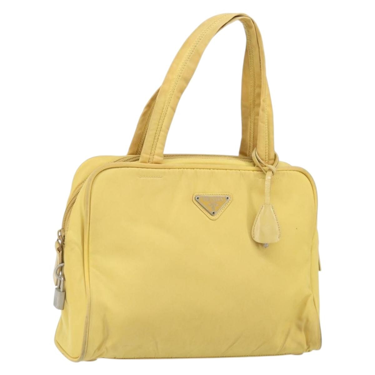 Prada Zip Around Tote Tessuto Yellow Nylon Handbag (Pre-Owned)