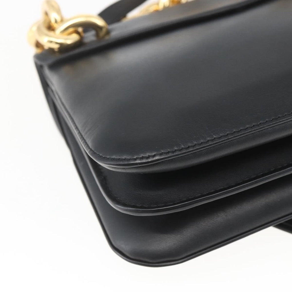 Bottega Veneta Mount Shoulder Bag Leather Black Leather Shoulder Bag Bag (Pre-Owned)