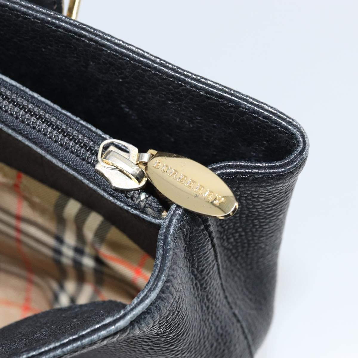 Burberry Vintage Handbag Leather Black Leather Handbag (Pre-Owned)