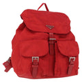 Prada Double Front Pocket Backpack Tessuto Red Nylon Backpack Bag (Pre-Owned)