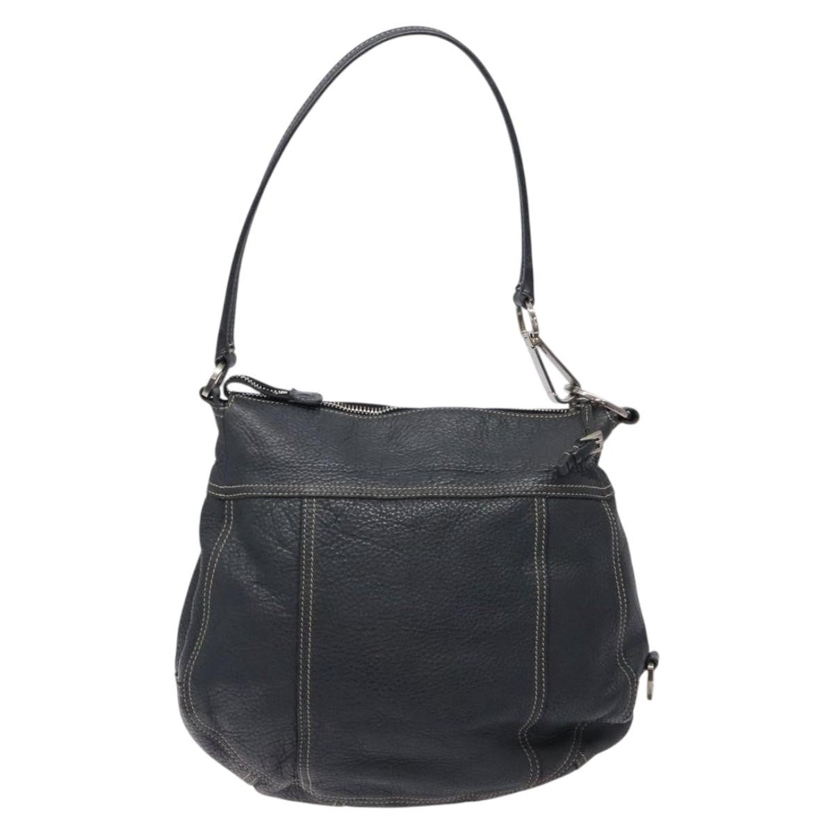 Prada Vintage Shoulder Bag Leather Navy Leather Shoulder Bag Bag (Pre-Owned)