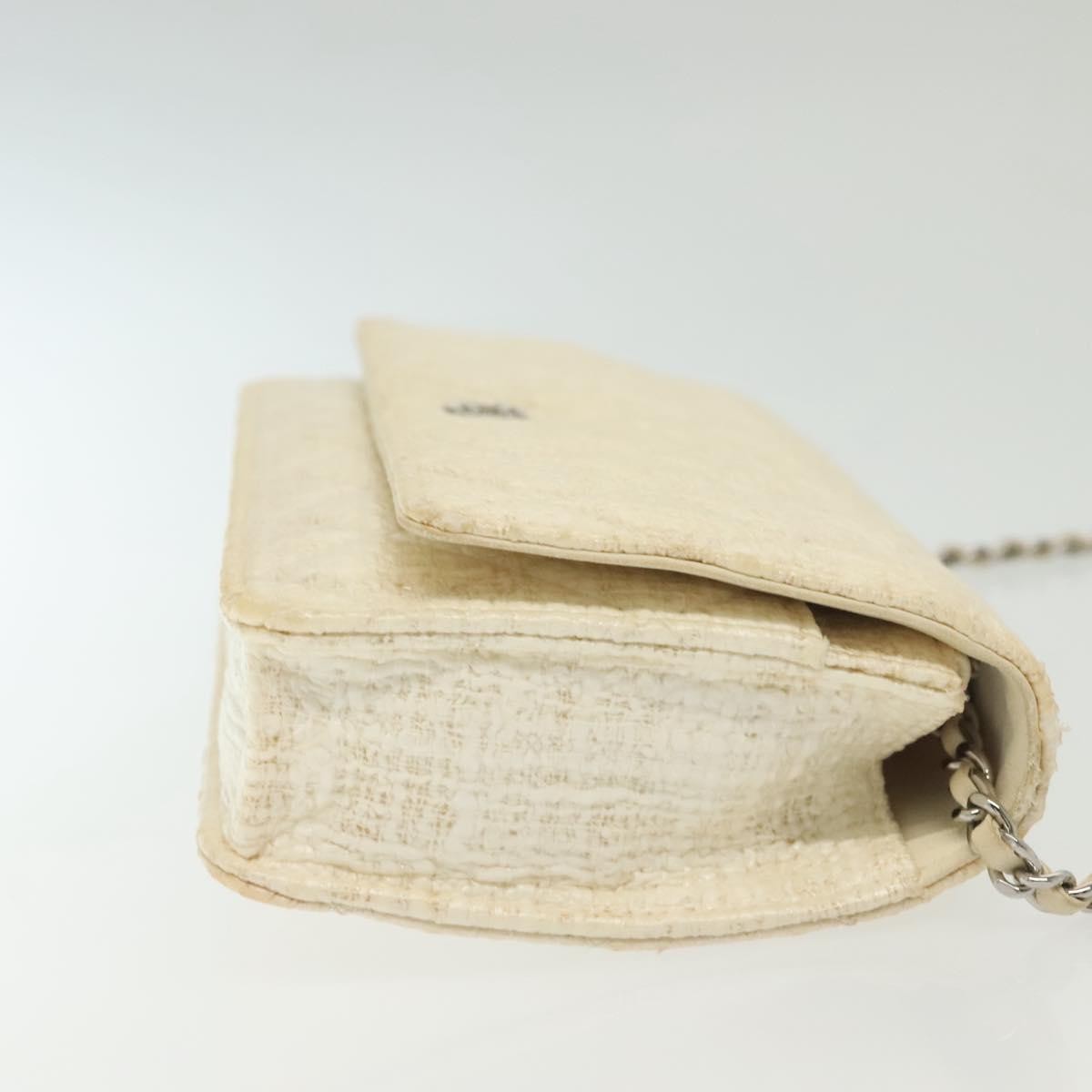 Chanel Wallet On Chain Tweed White Tweed Shoulder Bag Bag (Pre-Owned)