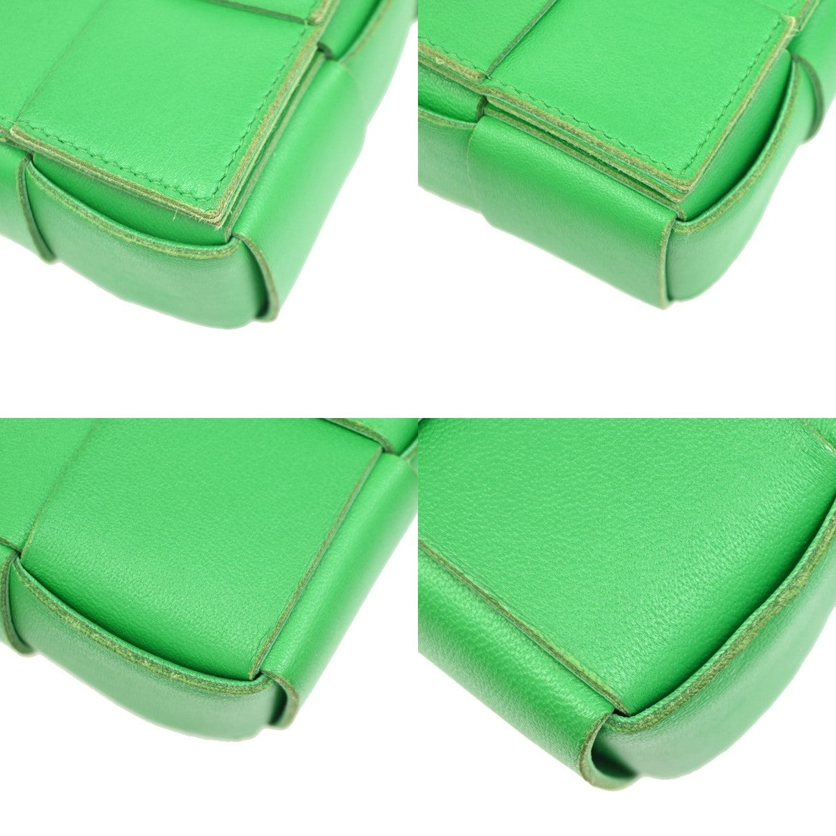Bottega Veneta Cassette Crossbody Bag Maxi Intrecciato Leather Green Leather Shoulder Bag Bag (Pre-Owned)