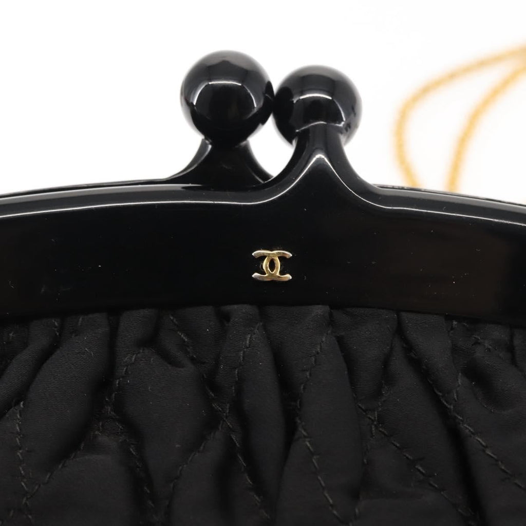 Chanel Chain Clutch Canvas And Leather Black Satin Shoulder Bag Bag (Pre-Owned)