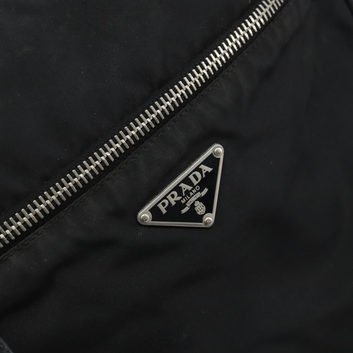 Prada Front Pocket Zip Messenger Bag Tessuto With Saffiano Leather Black Nylon Shoulder Bag Bag (Pre-Owned)