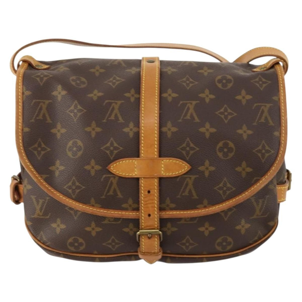 Louis Vuitton Saumur Handbag Monogram Canvas Brown Canvas Shoulder Bag Bag (Pre-Owned)