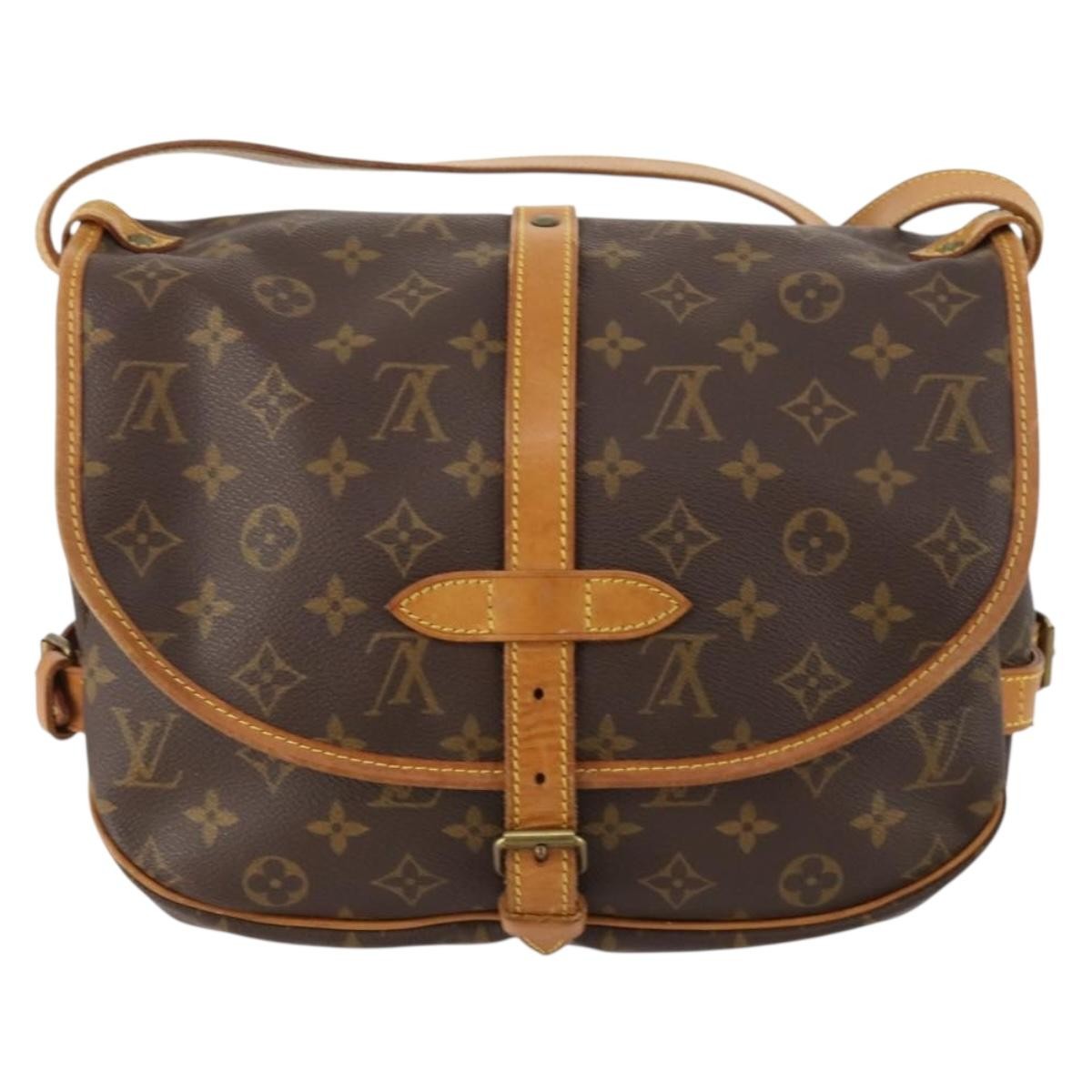 Louis Vuitton Saumur Handbag Monogram Canvas Brown Canvas Shoulder Bag Bag (Pre-Owned)