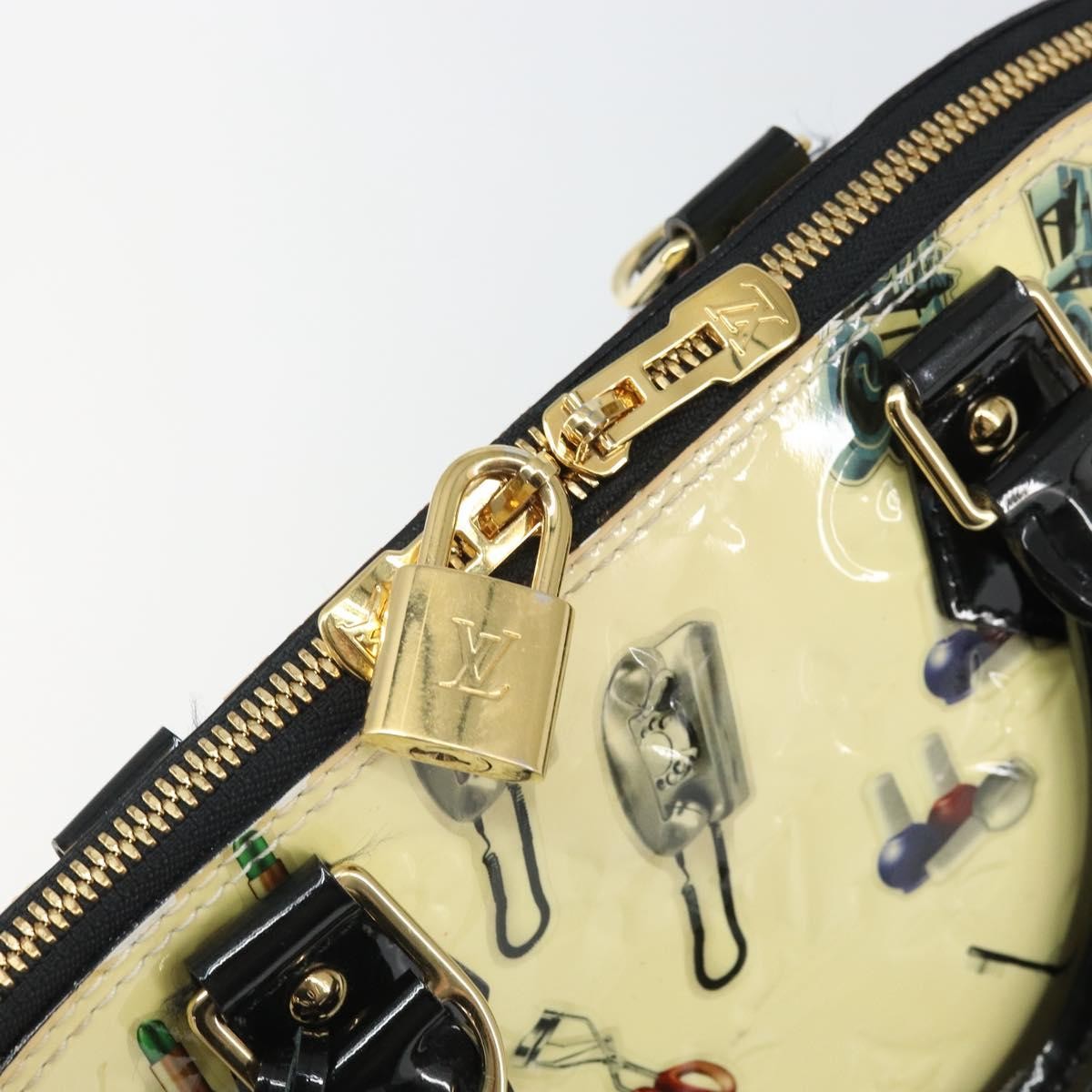 Louis Vuitton Alma Handbag Limited Edition Stickers Monogram Vernis White Patent_Leather Handbag (Pre-Owned)
