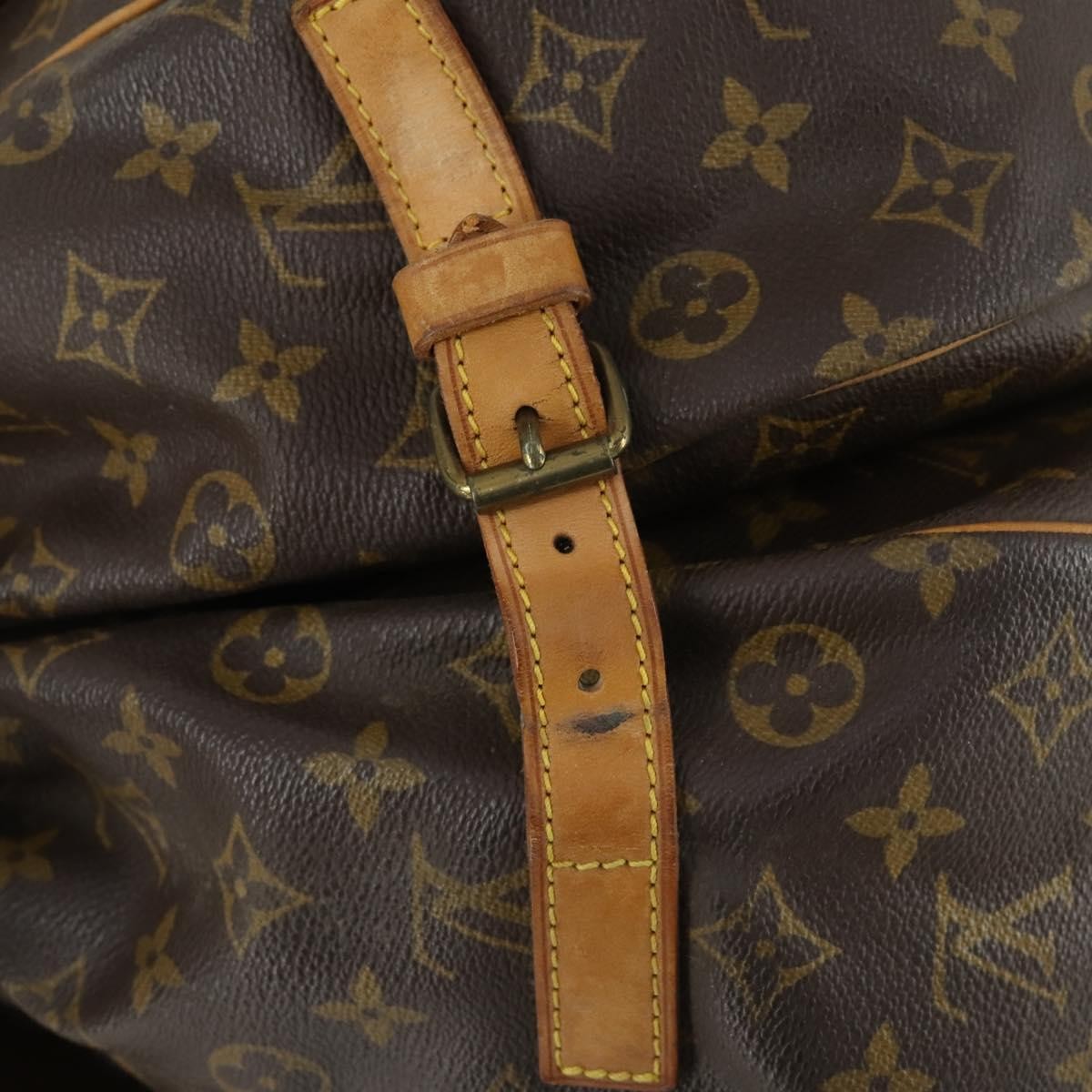 Louis Vuitton Saumur Handbag Monogram Canvas Brown Canvas Shoulder Bag Bag (Pre-Owned)