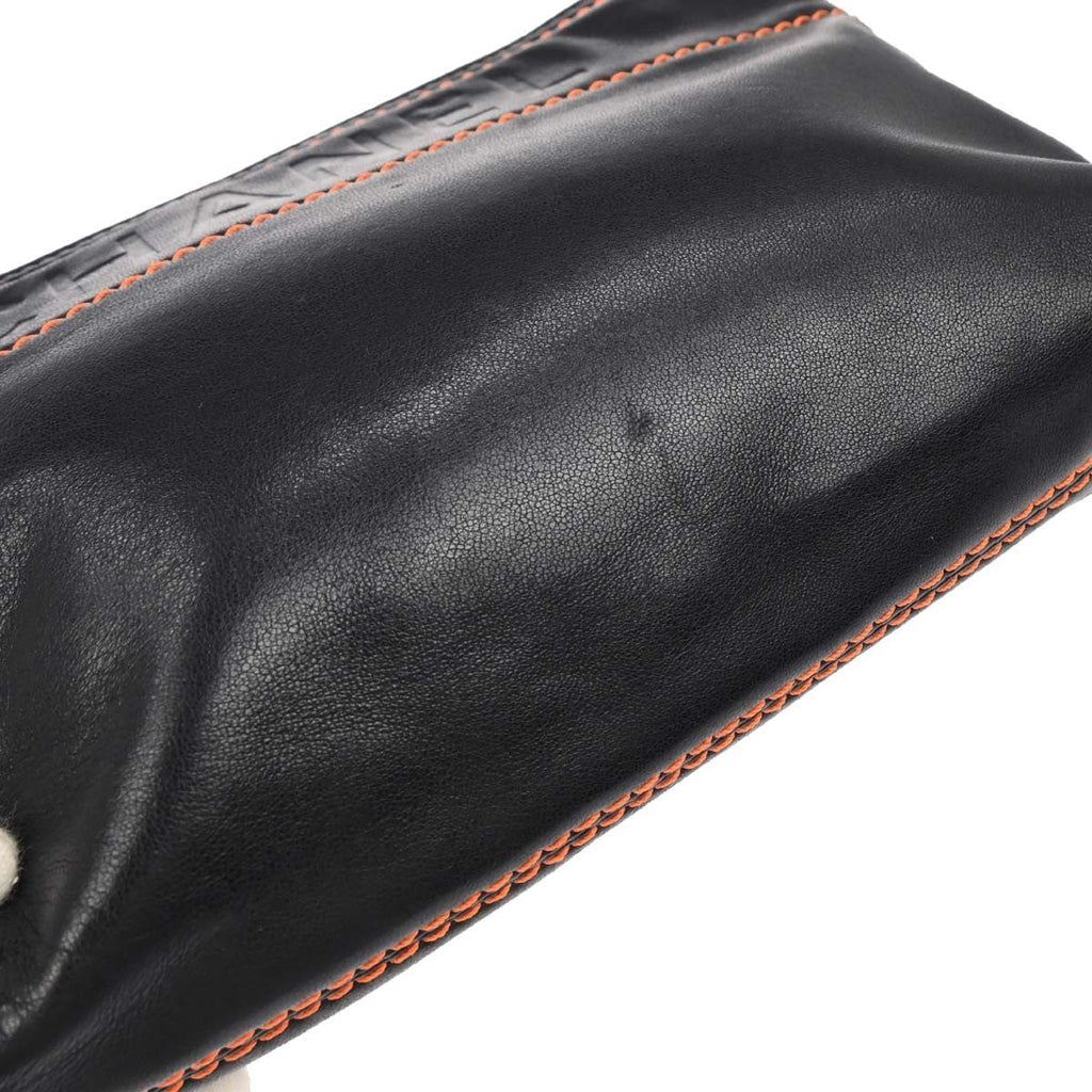 Chanel Lax Pochette Leather Black Leather Clutche & Pouche Bag (Pre-Owned)