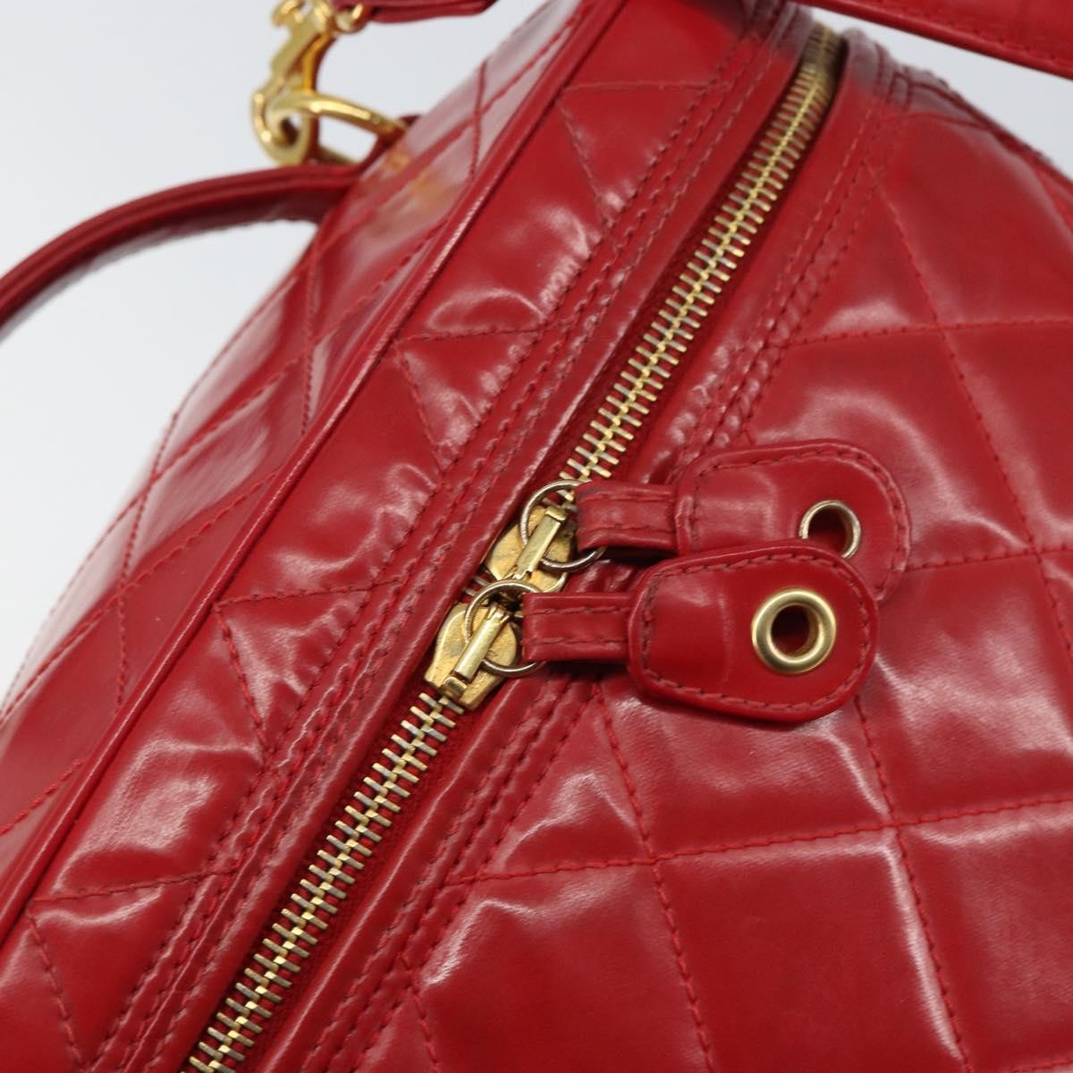 Chanel Vintage Vanity Case Patent Red Patent_Leather Handbag (Pre-Owned)