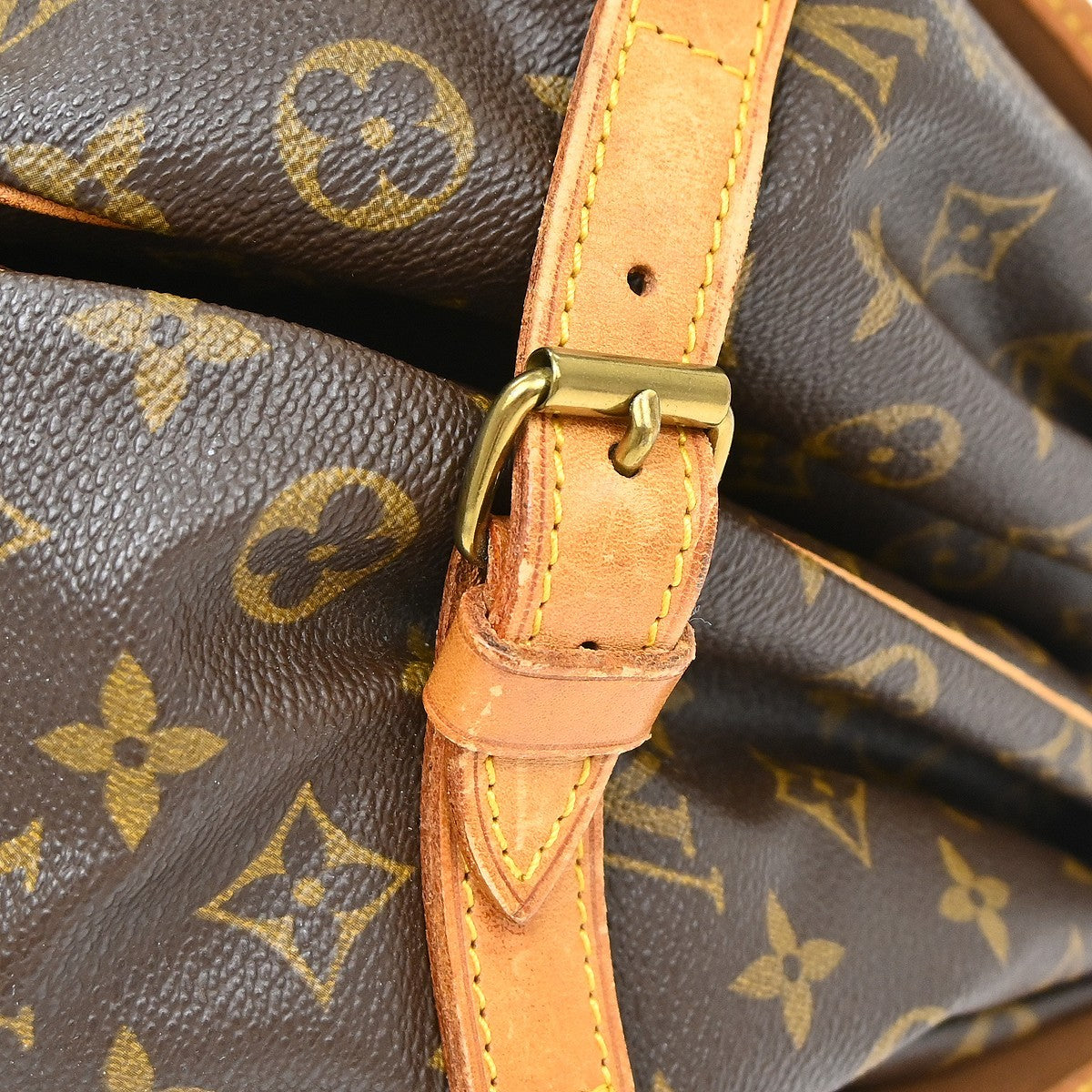 Louis Vuitton Saumur Handbag Monogram Canvas Brown Canvas Shoulder Bag Bag (Pre-Owned)