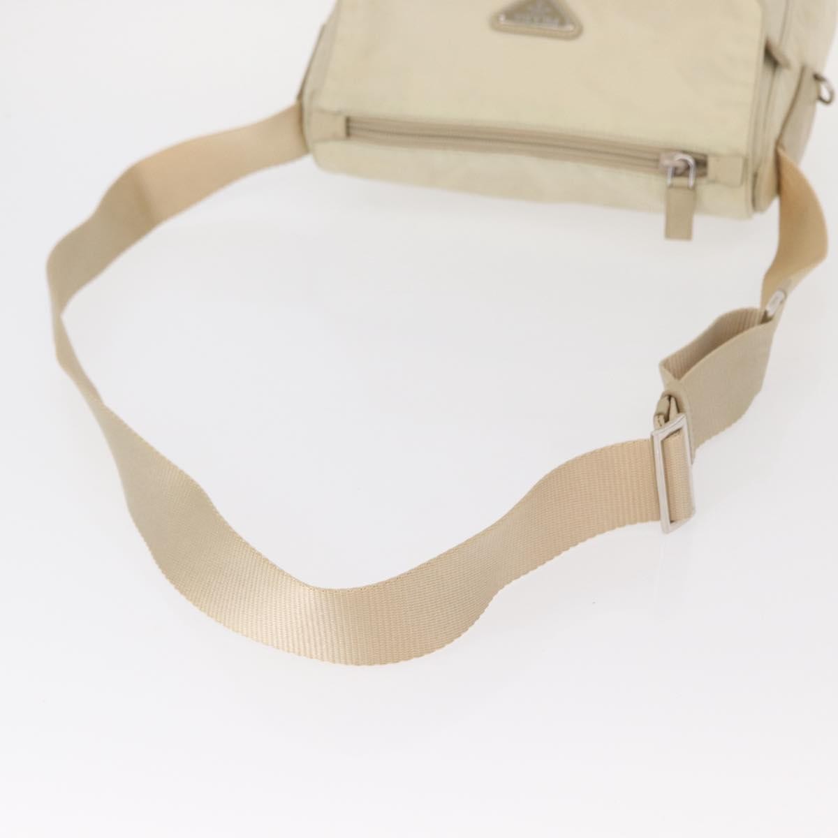 Prada Buckle Messenger Bag Tessuto Beige Nylon Shoulder Bag Bag (Pre-Owned)