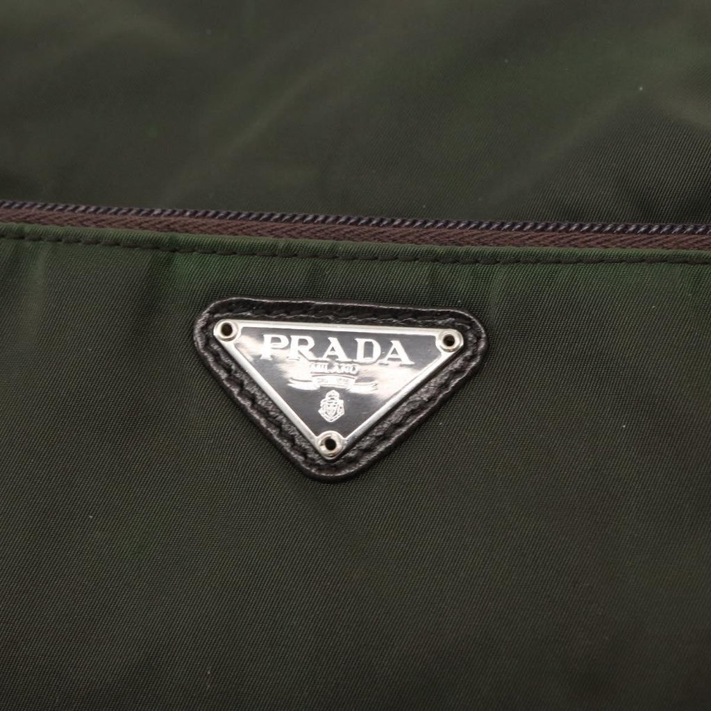 Prada Double Buckle Flap Messenger Bag Tessuto Khaki Nylon Shoulder Bag Bag (Pre-Owned)