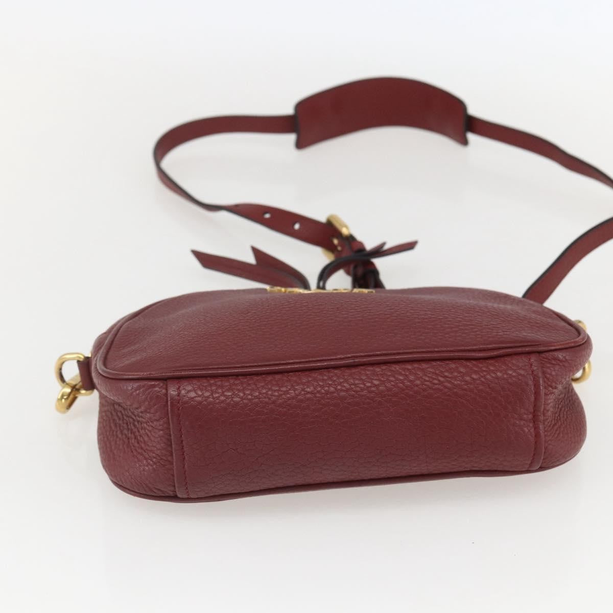Prada Dual Strap Crossbody Bag Vitello Daino Burgundy Leather Shoulder Bag Bag (Pre-Owned)