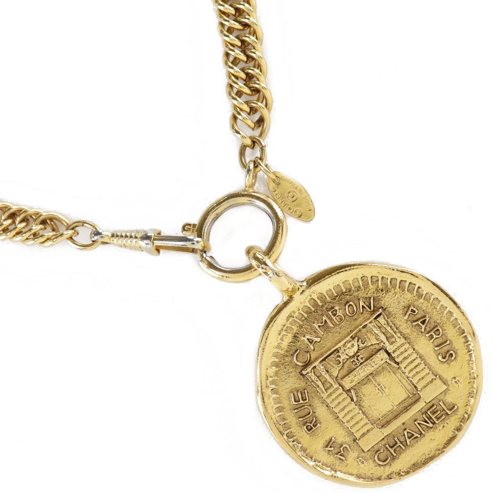Chanel Vintage 31 Rue Cambon Medallion Pendant Necklace Metal Gold Gold_Plated Necklace Jewelry (Pre-Owned)