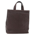 Bottega Veneta Intrecciato Handbag Leather Brown Leather Handbag (Pre-Owned)
