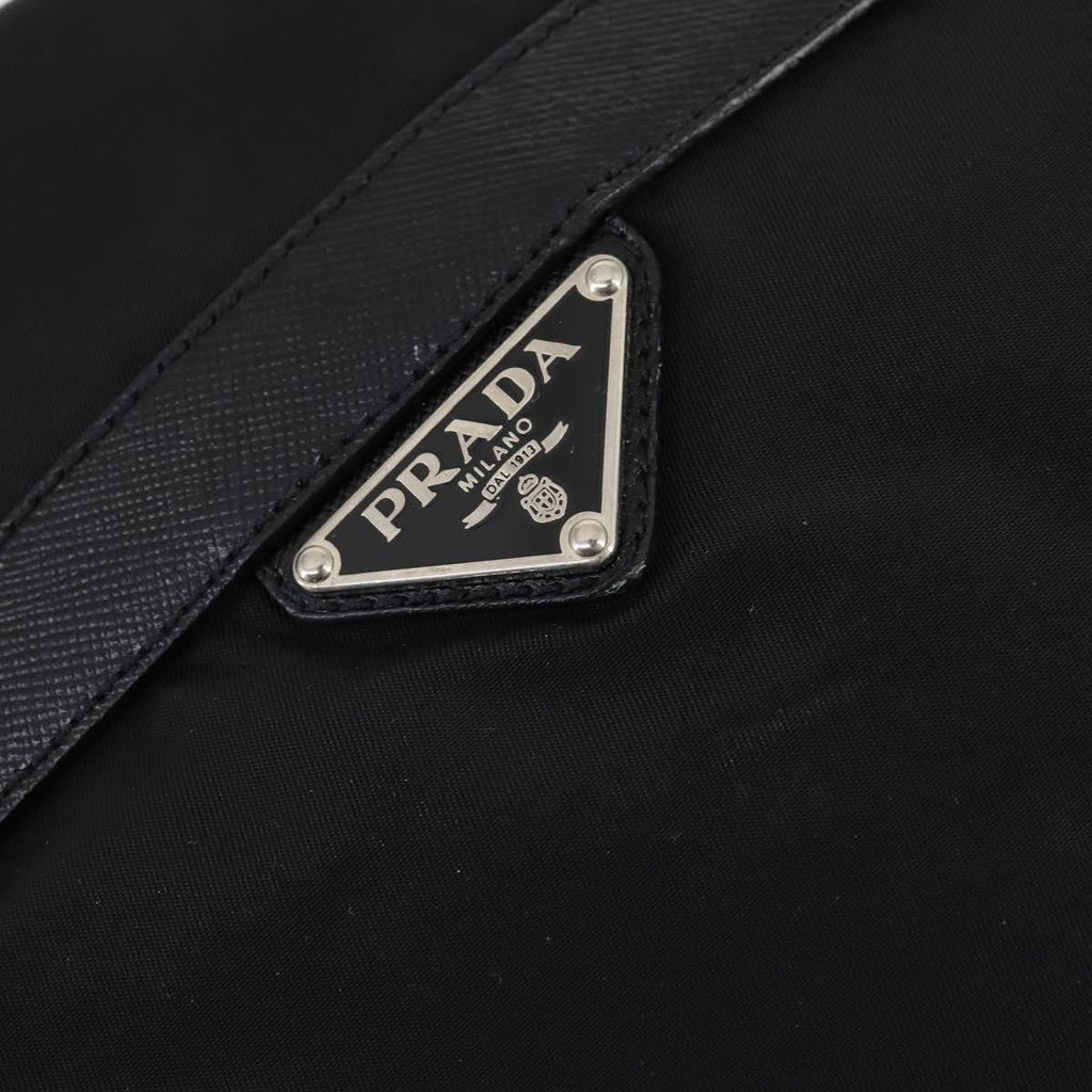 Prada Double Pocket Shoulder Bag Tessuto Black Nylon Shoulder Bag Bag (Pre-Owned)