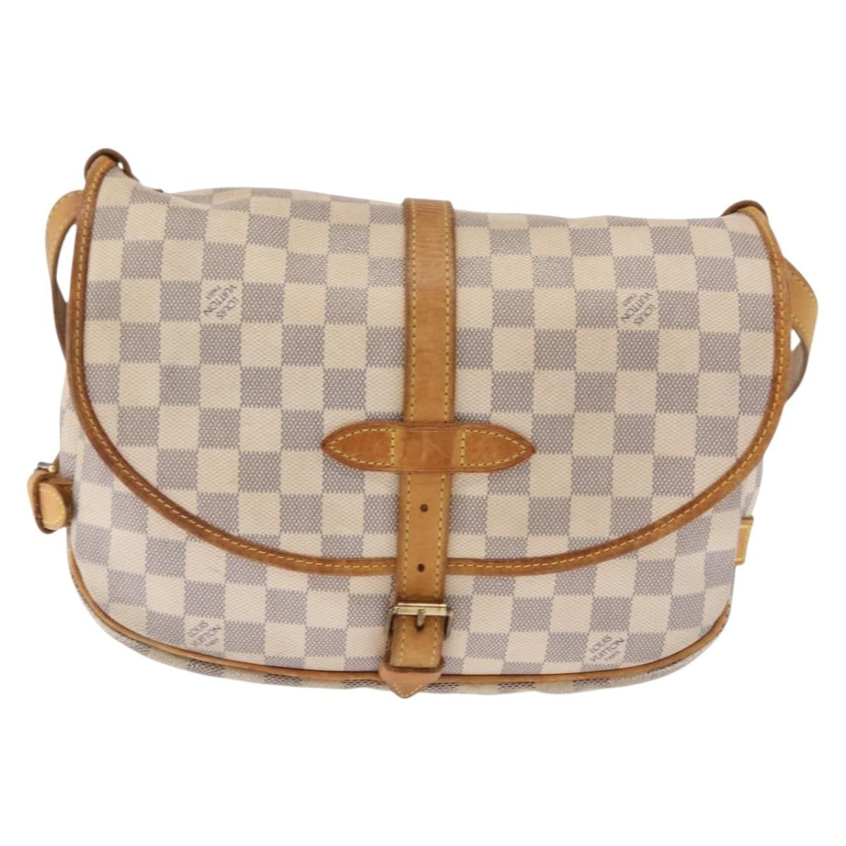 Louis Vuitton Saumur Handbag Damier Beige Canvas Shoulder Bag Bag (Pre-Owned)