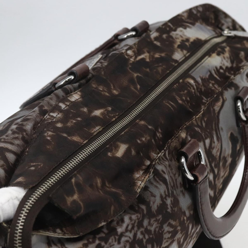 Prada Convertible Tote Printed Tessuto Brown Nylon Tote Bag Bag (Pre-Owned)