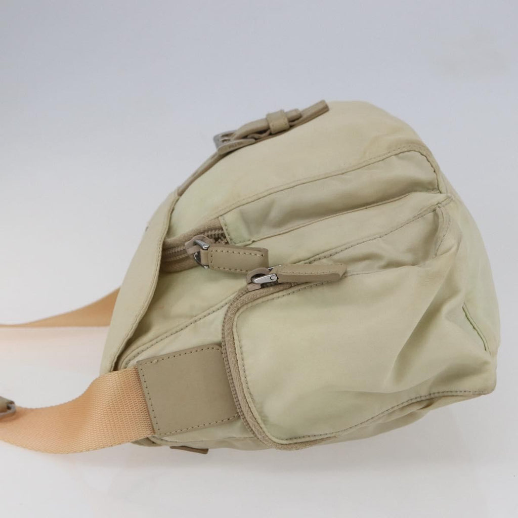 Prada Buckle Messenger Bag Tessuto Beige Nylon Shoulder Bag Bag (Pre-Owned)