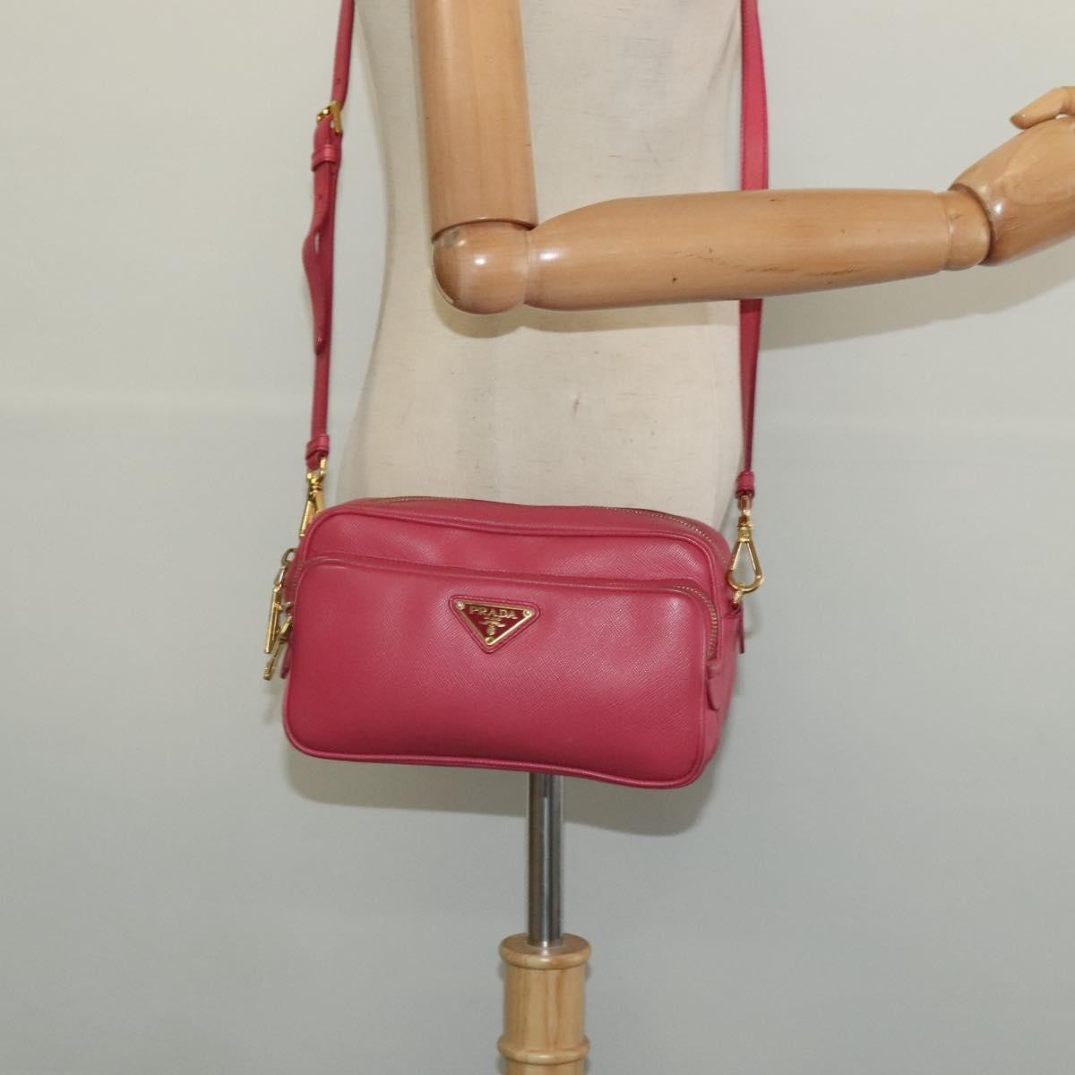 Prada Front Pocket Crossbody Bag Saffiano Leather Pink Leather Shoulder Bag Bag (Pre-Owned)