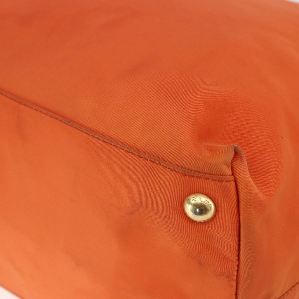 Prada Convertible Flap Tote Tessuto And Saffiano Leather Orange Nylon Tote Bag Bag (Pre-Owned)