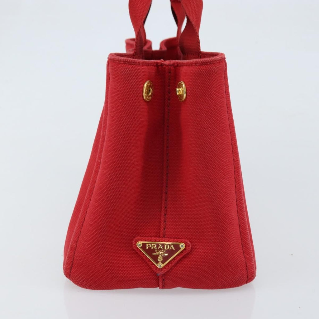 Prada Canapa Tote Canvas Red Canvas Tote Bag Bag (Pre-Owned)