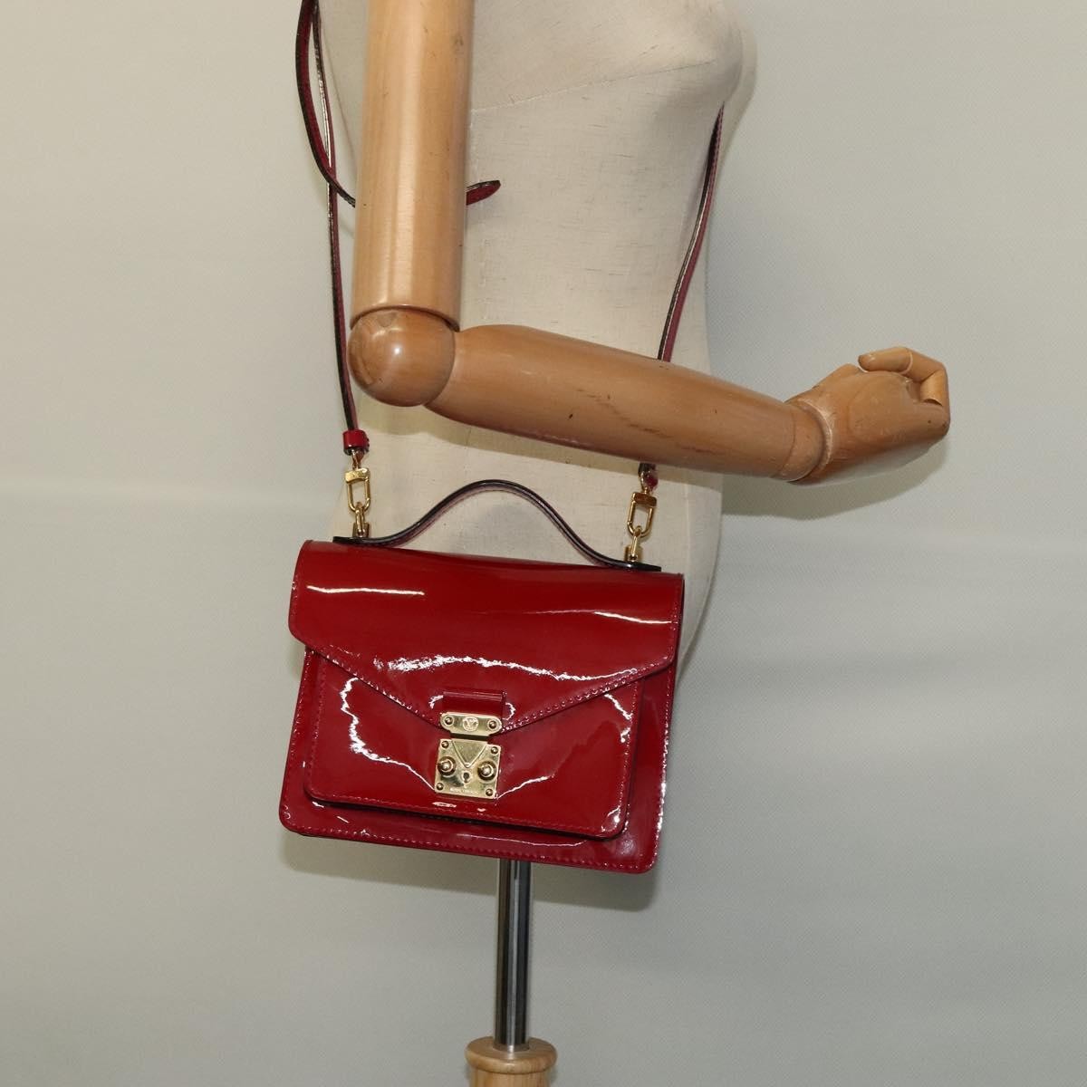 Louis Vuitton Monceau Handbag Vernis Red Patent_Leather Handbag (Pre-Owned)