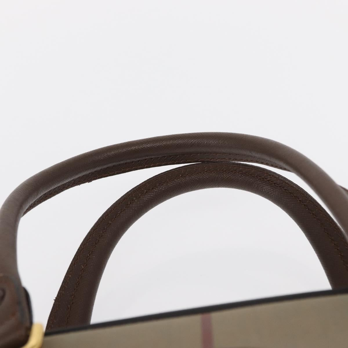 Burberry Nova Check Boston Bag Canvas Beige Canvas Handbag (Pre-Owned)
