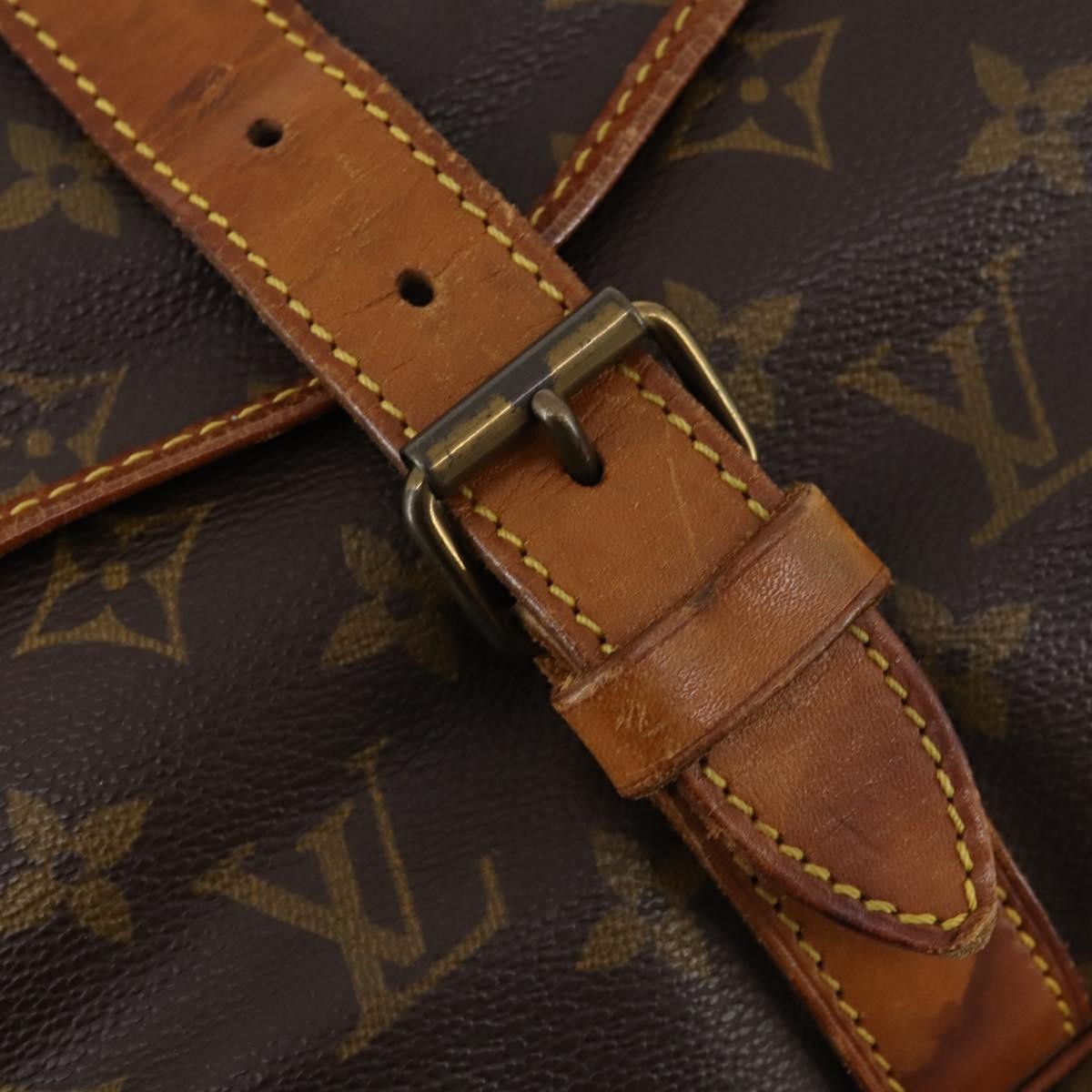 Louis Vuitton Saumur Handbag Monogram Canvas Brown Canvas Shoulder Bag Bag (Pre-Owned)