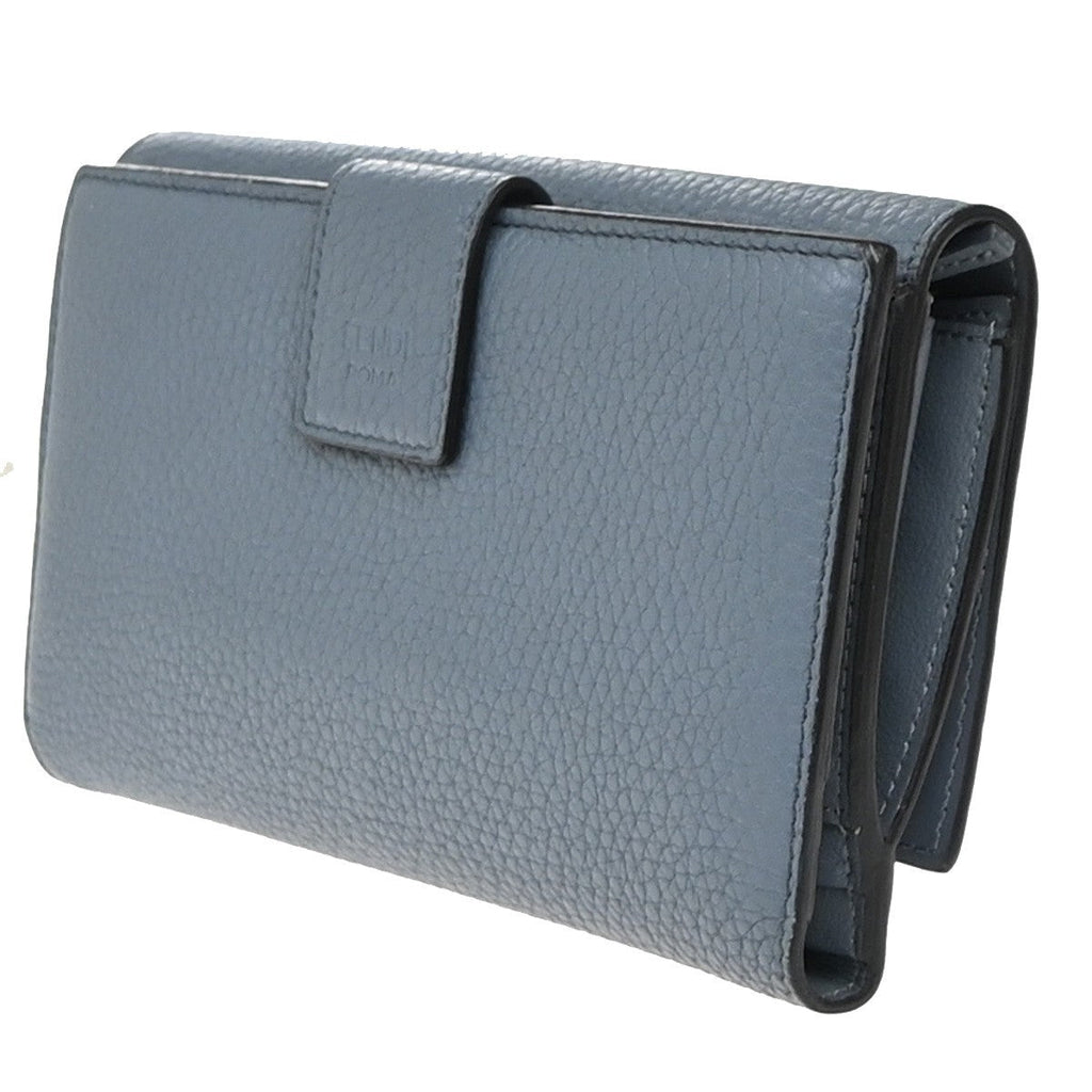 Fendi Peekaboo Wallet Leather Blue Leather Wallets Accessory (Pre-Owned)
