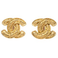 Chanel Cc Clip-On Earrings Quilted Metal Gold Gold_Plated Earrings Jewelry (Pre-Owned)